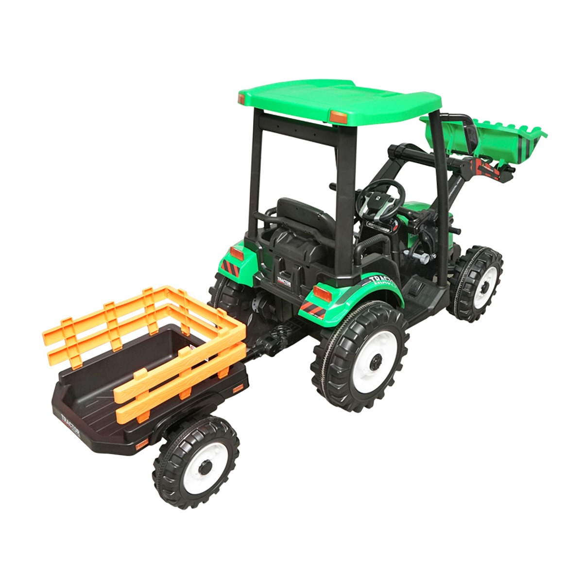 Tractor cu remorca electric pentru copii cu baterie 12V/10Ah si telecomanda JS3158B verde - imagine 5
