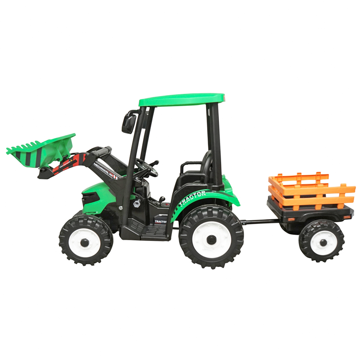Tractor cu remorca electric pentru copii cu baterie 12V/10Ah si telecomanda JS3158B verde - imagine 3