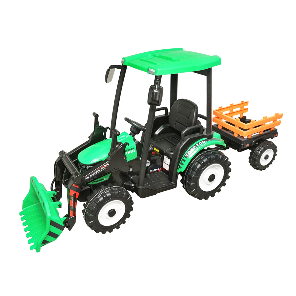 Tractor cu remorca electric pentru copii cu baterie 12V/10Ah si telecomanda JS3158B verde - imagine 7