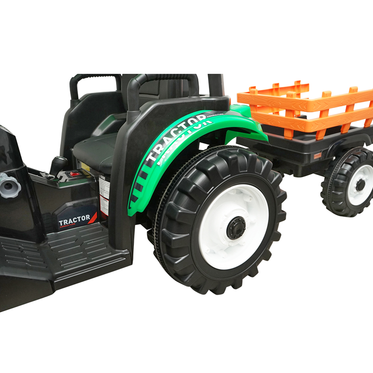 Tractor cu remorca electric pentru copii cu baterie 12V/10Ah si telecomanda JS3158B verde cu scaun din piele - imagine 7
