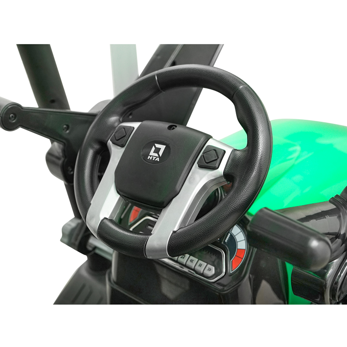 Tractor cu remorca electric pentru copii cu baterie 12V/10Ah si telecomanda JS3158B verde cu scaun din piele - imagine 12