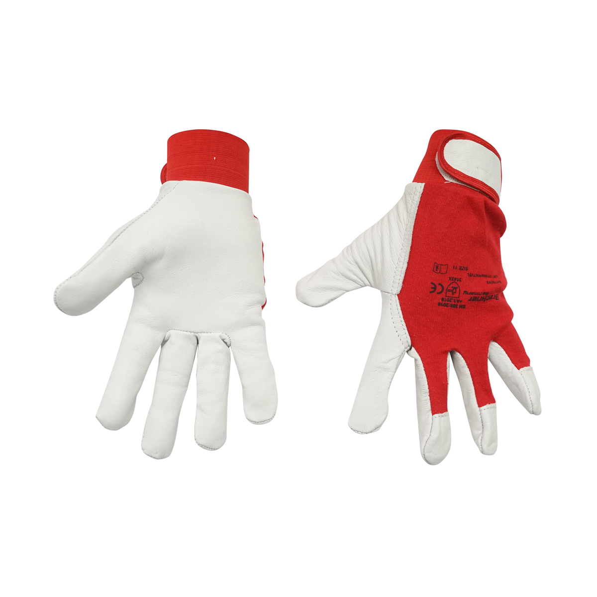 Manusi de lucru din piele de capra alb-rosu Nr 9
