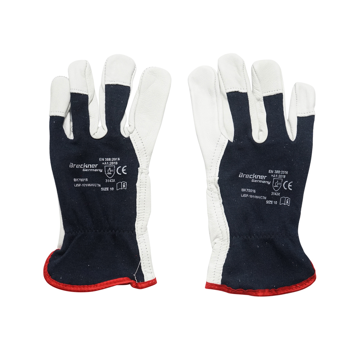 Manusi de lucru din piele de capra alb-negru Nr 10 - imagine 2