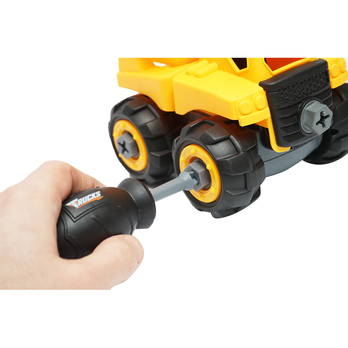 Jucarie camion galben tip Montessori pentru copii +3 ani - imagine 6