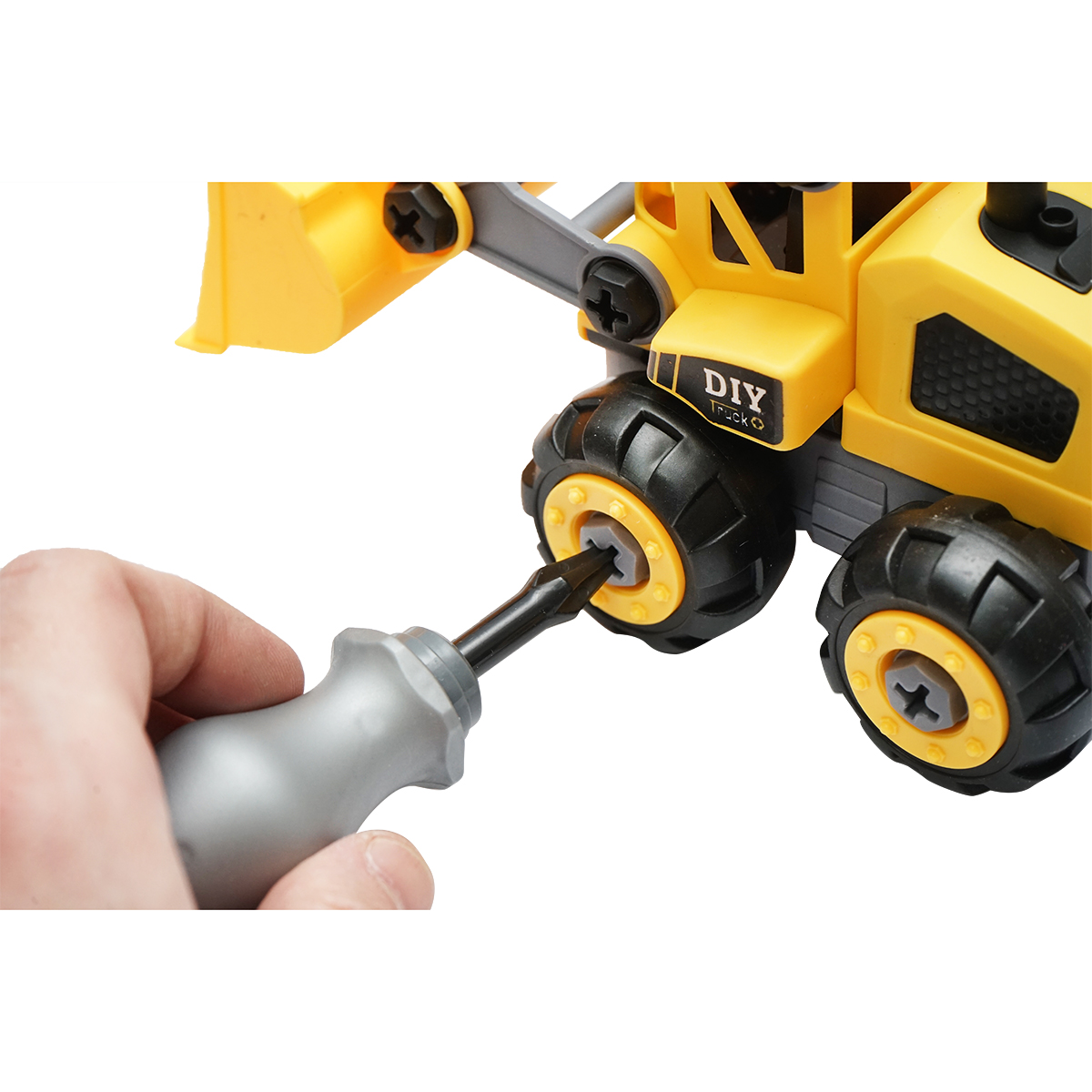 Jucarie buldozer galben tip Montessori copii +3 ani - imagine 6