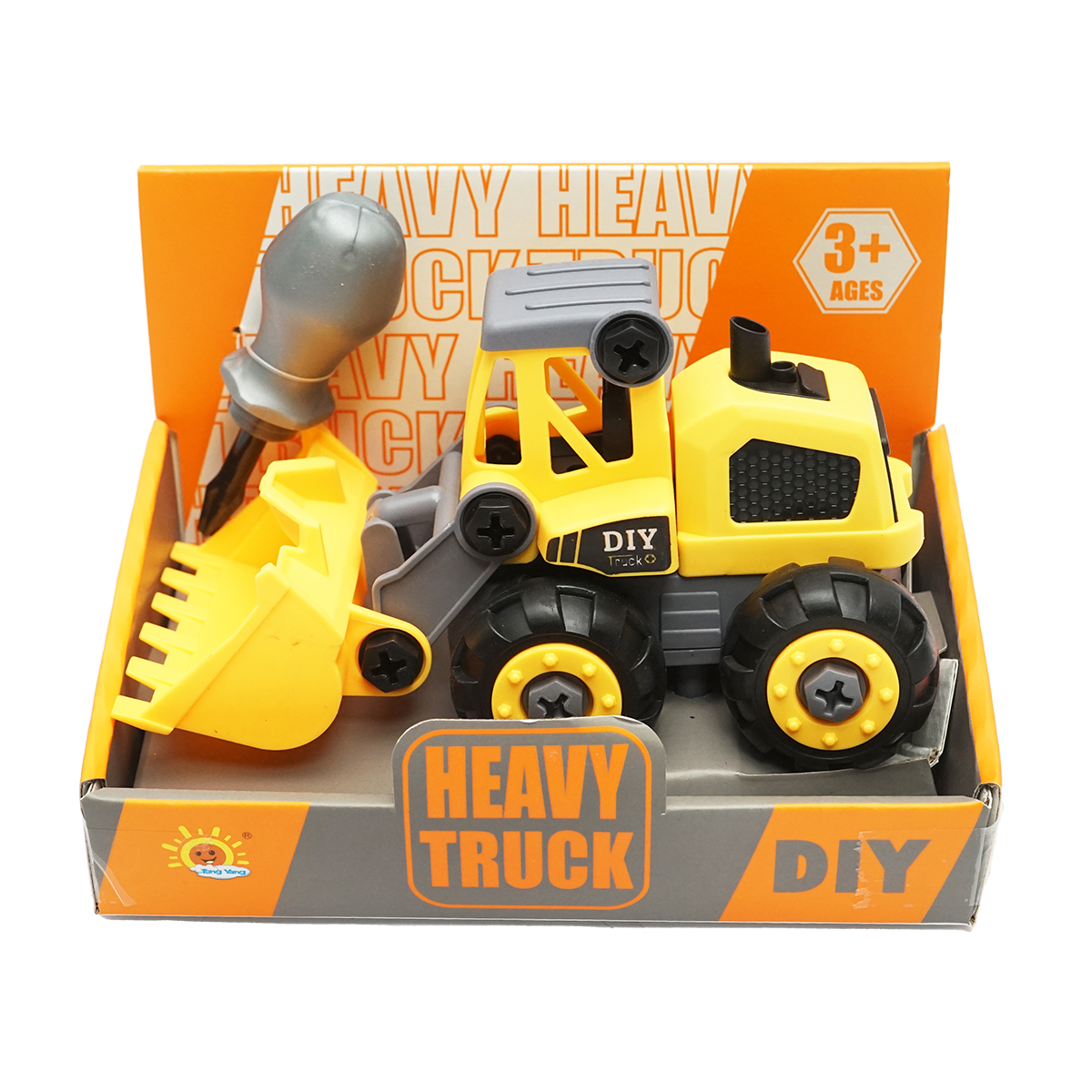 Jucarie buldozer galben tip Montessori copii +3 ani