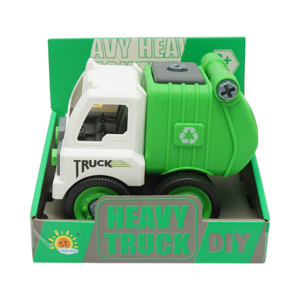 Jucarie tip Montessori, Masina de gunoi verde pentru copii +3 ani - imagine 2