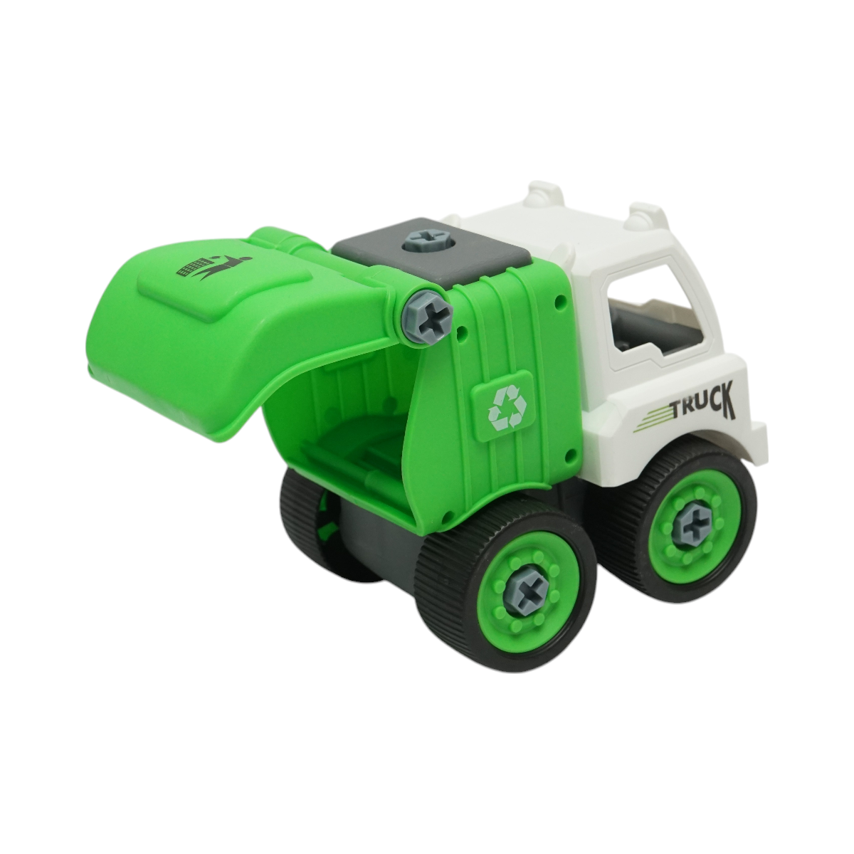 Jucarie tip Montessori, Masina de gunoi verde pentru copii +3 ani - imagine 8