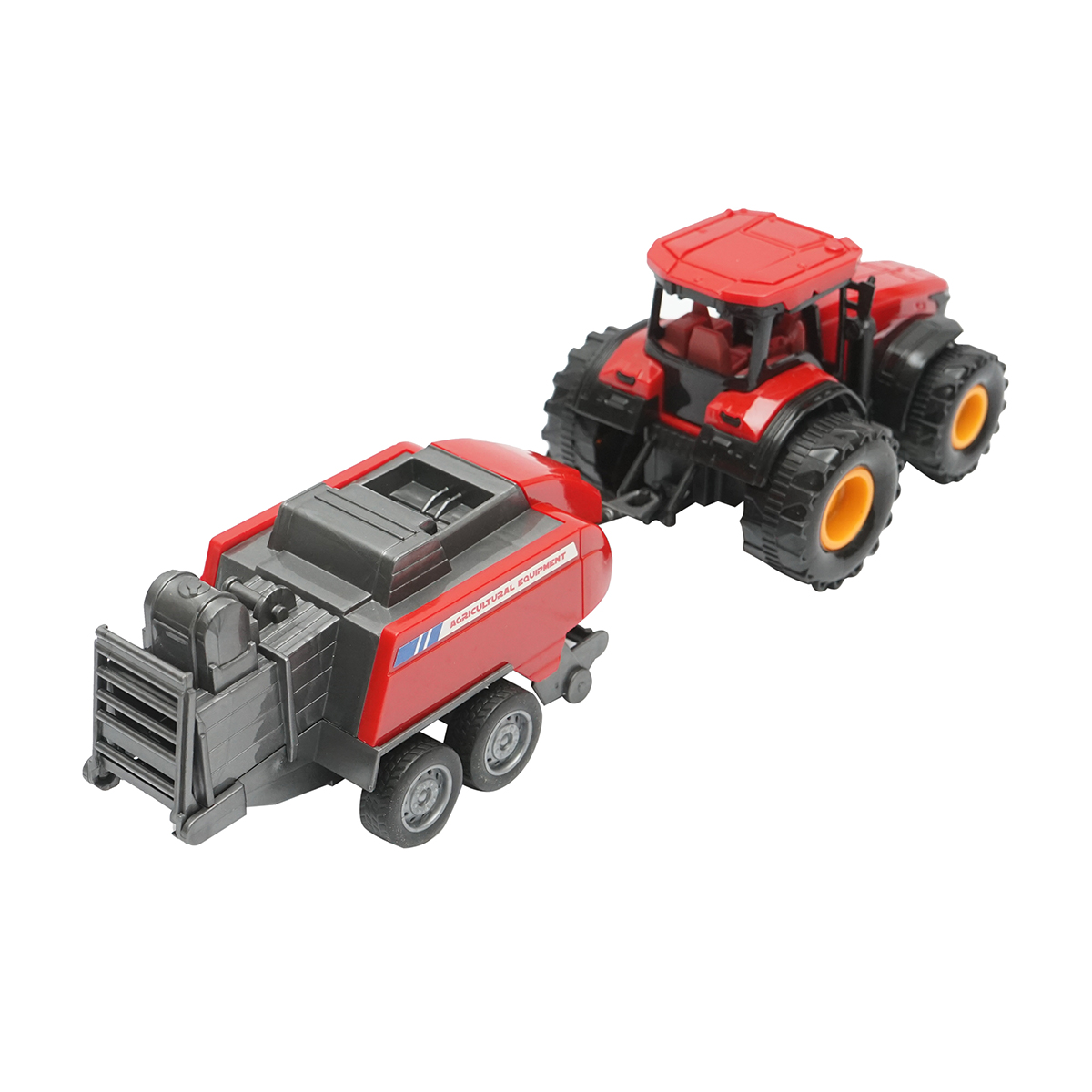 Tractor rosu cu remorca, 304x85x83mm jucarie copii +3 ani - imagine 3