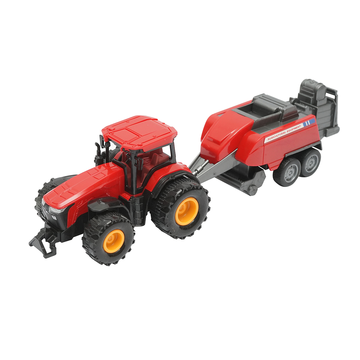 Tractor rosu cu remorca, 304x85x83mm jucarie copii +3 ani - imagine 2