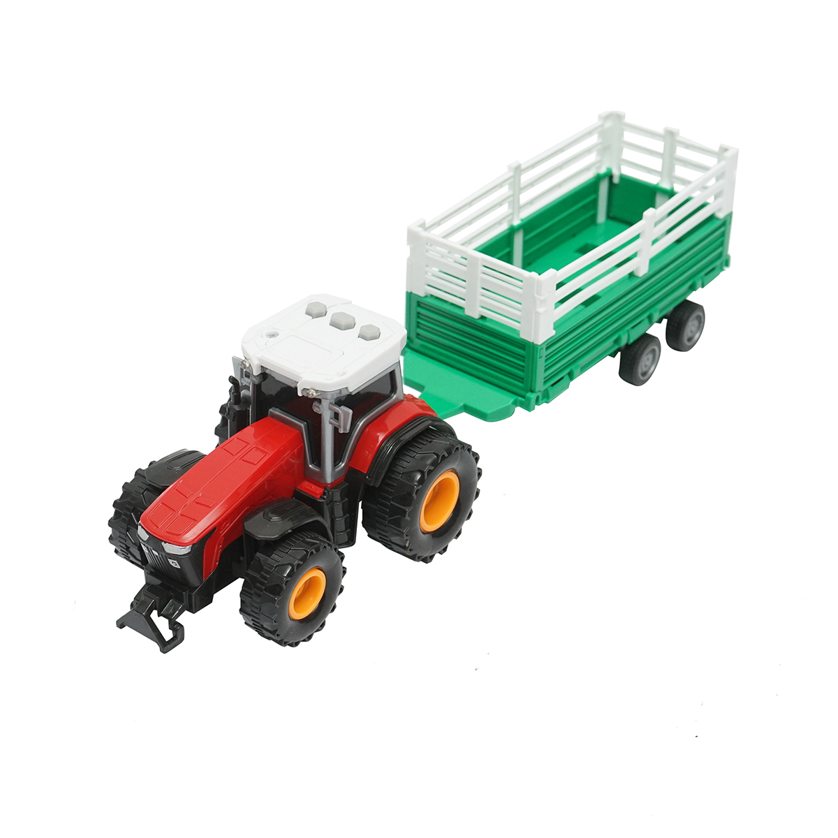 Tractor rosu cu remorca, 304x85x83mm jucarie copii +3 ani - imagine 3