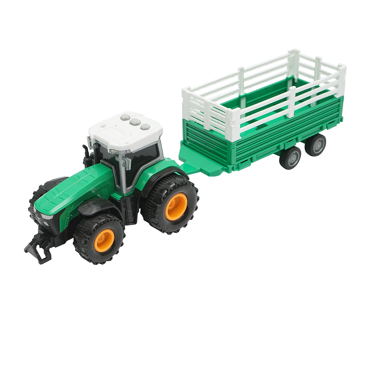 Tractor verde cu remorca, 304x85x83mm jucarie copii +3 ani - imagine 3