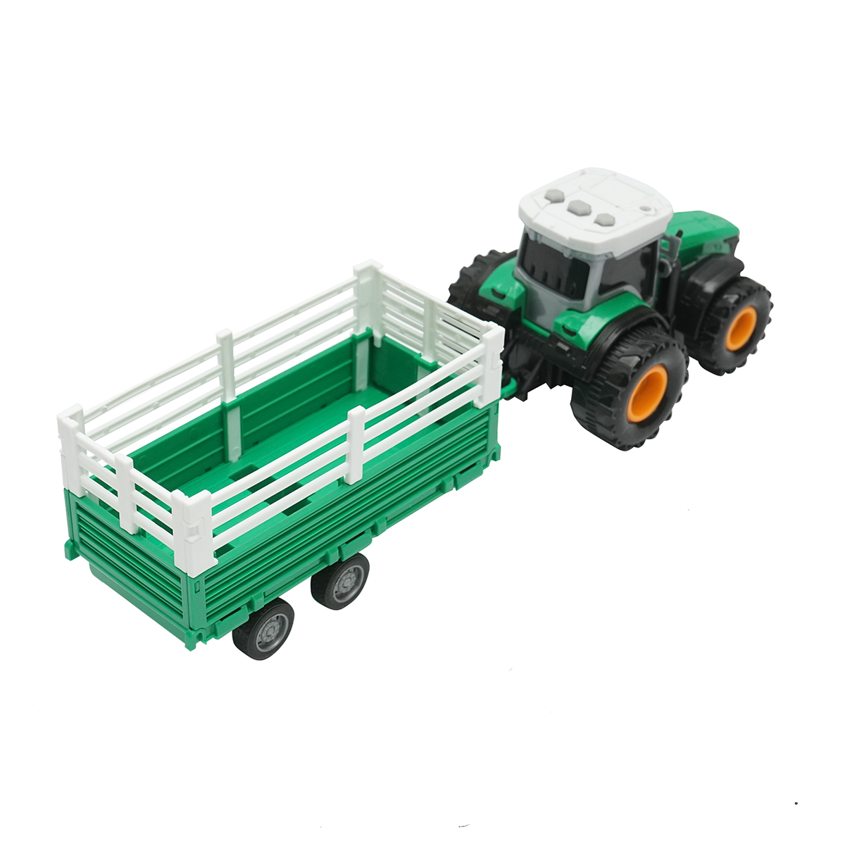 Tractor verde cu remorca, 304x85x83mm jucarie copii +3 ani - imagine 4