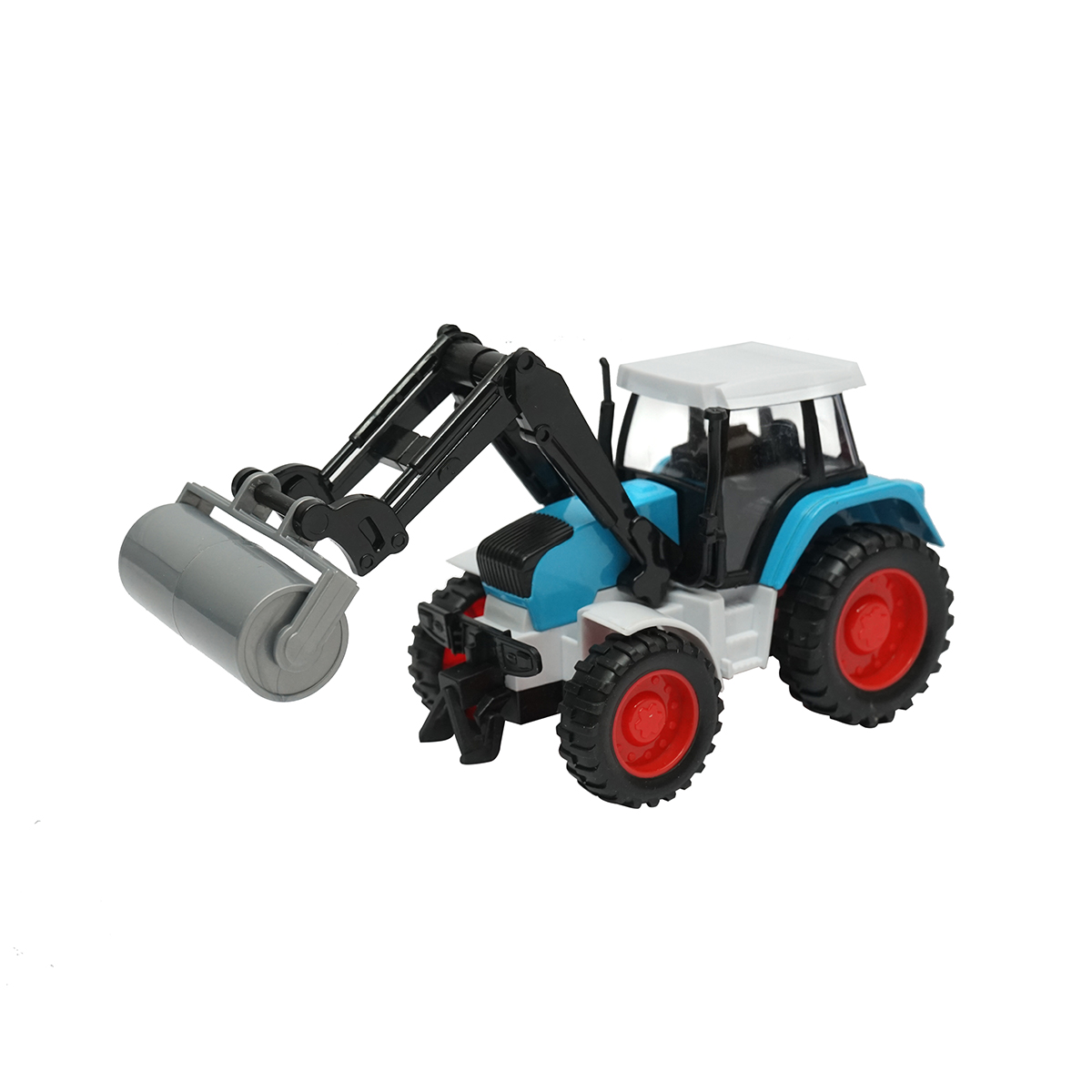 Tractor albastru cu cilindru compactor, 175x65x80mm jucarie copii +3 ani - imagine 3