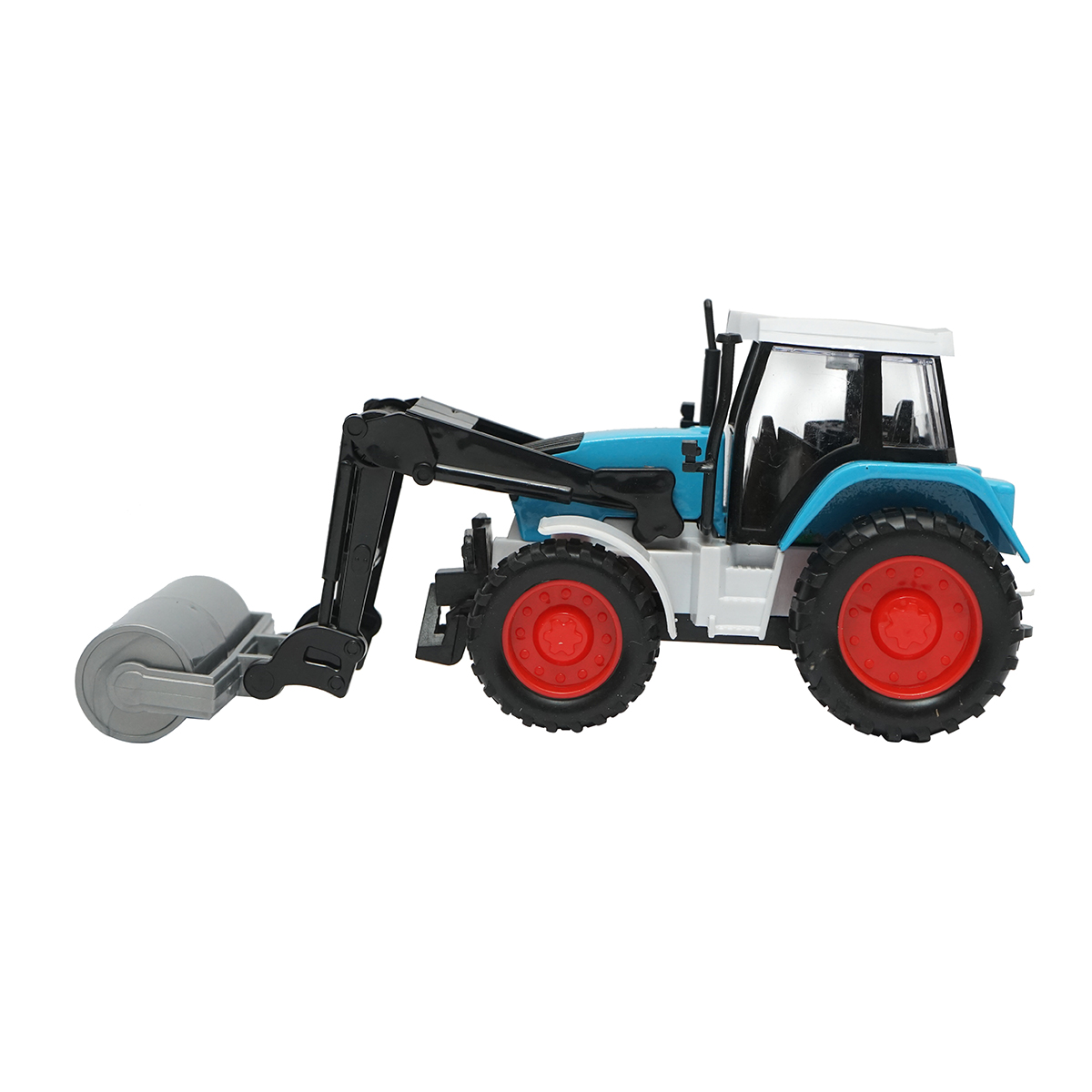 Tractor albastru cu cilindru compactor, 175x65x80mm jucarie copii +3 ani - imagine 2