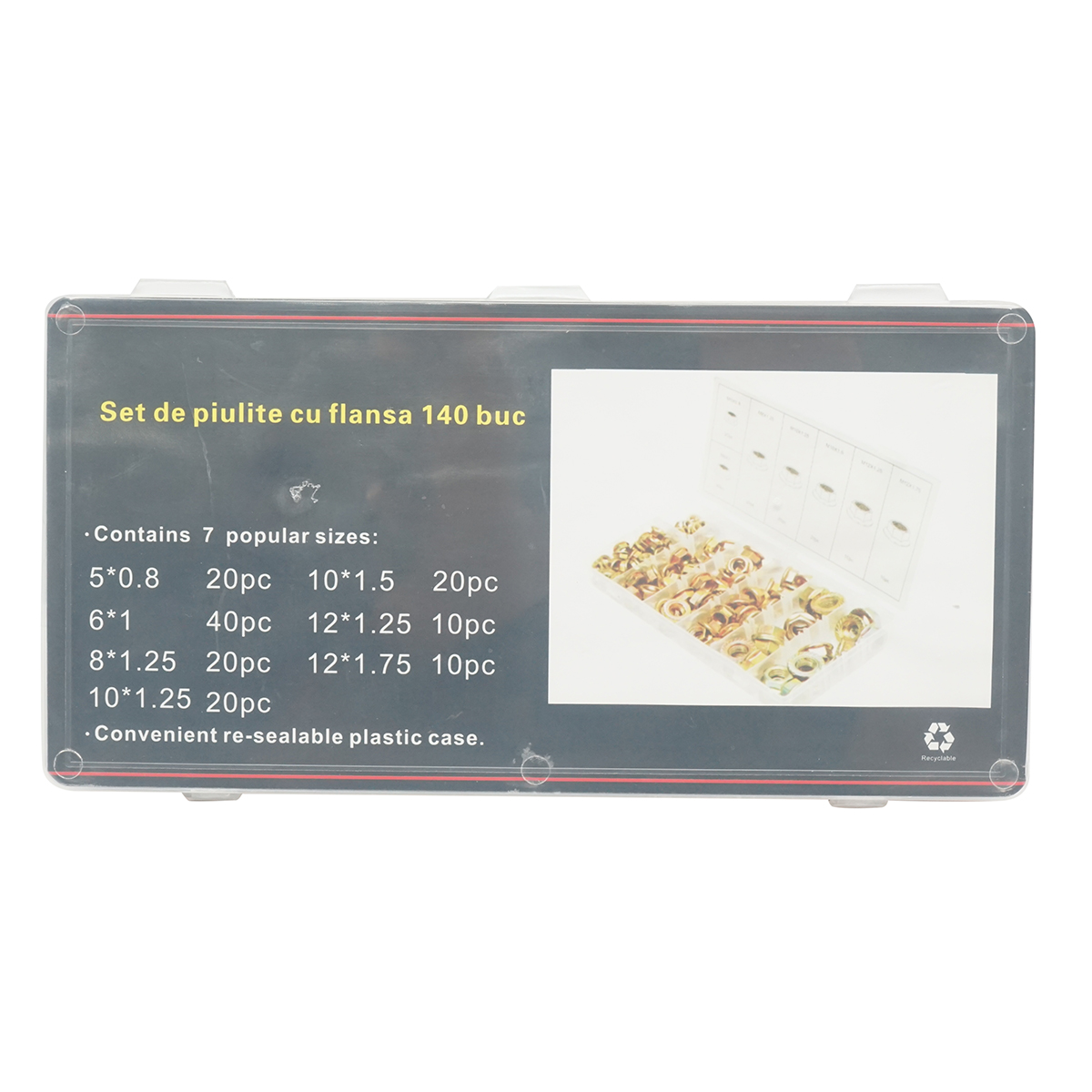 Trusa piulite cu flansa autoblocabila 140 piese - imagine 3