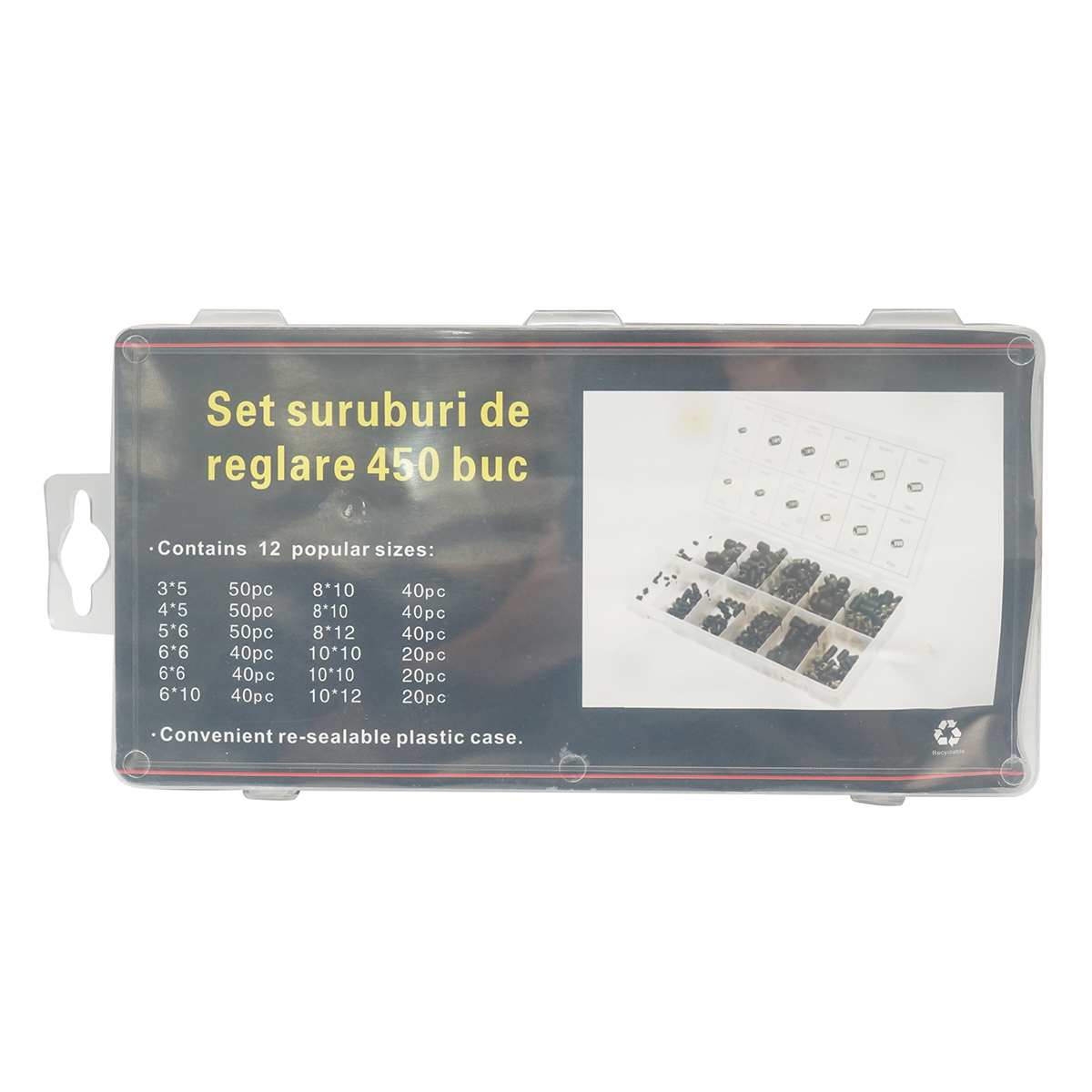 Trusa stifturi filetate pentru imbus fara cap 450 piese - imagine 3