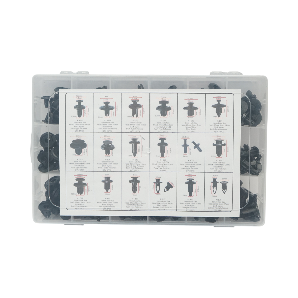 Trusa 164 clipsuri, cleme fixare auto din plastic Breckner Germany - imagine 3