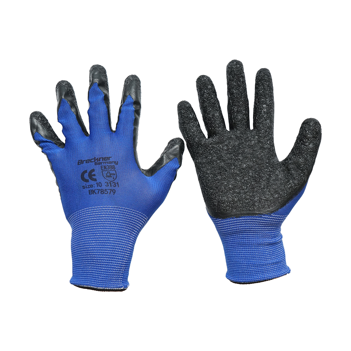 Manusi de lucru din latex si poliester negru-albastru marimea 10 Breckner Germany
