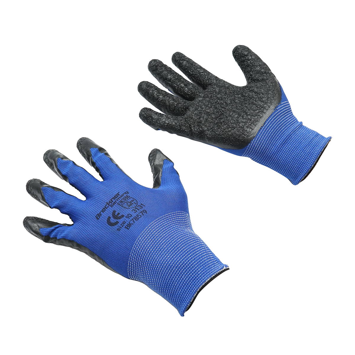 Manusi de lucru din latex si poliester negru-albastru marimea 10 Breckner Germany - imagine 2