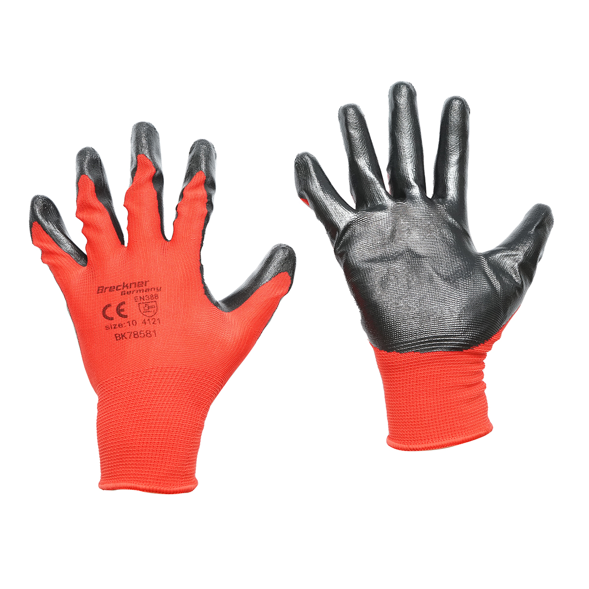 Manusi de lucru sintetice cauciucate negru-rosu marimea 10 Breckner Germany