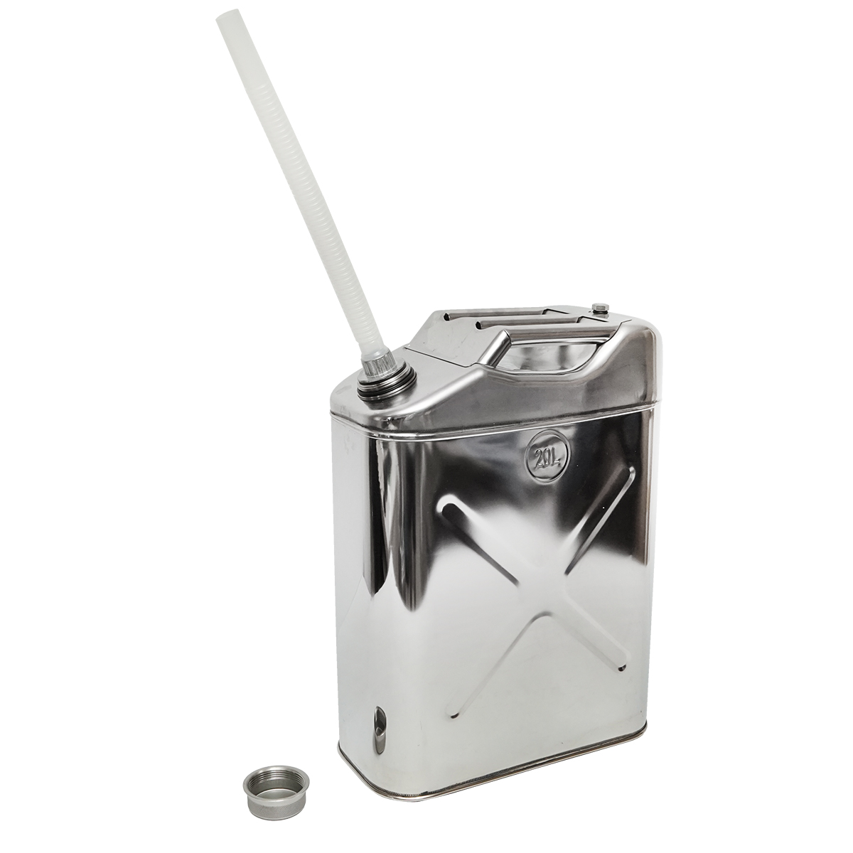 Canistra otel inoxidabil 20L cu furtun flexibil si dop insurubabil