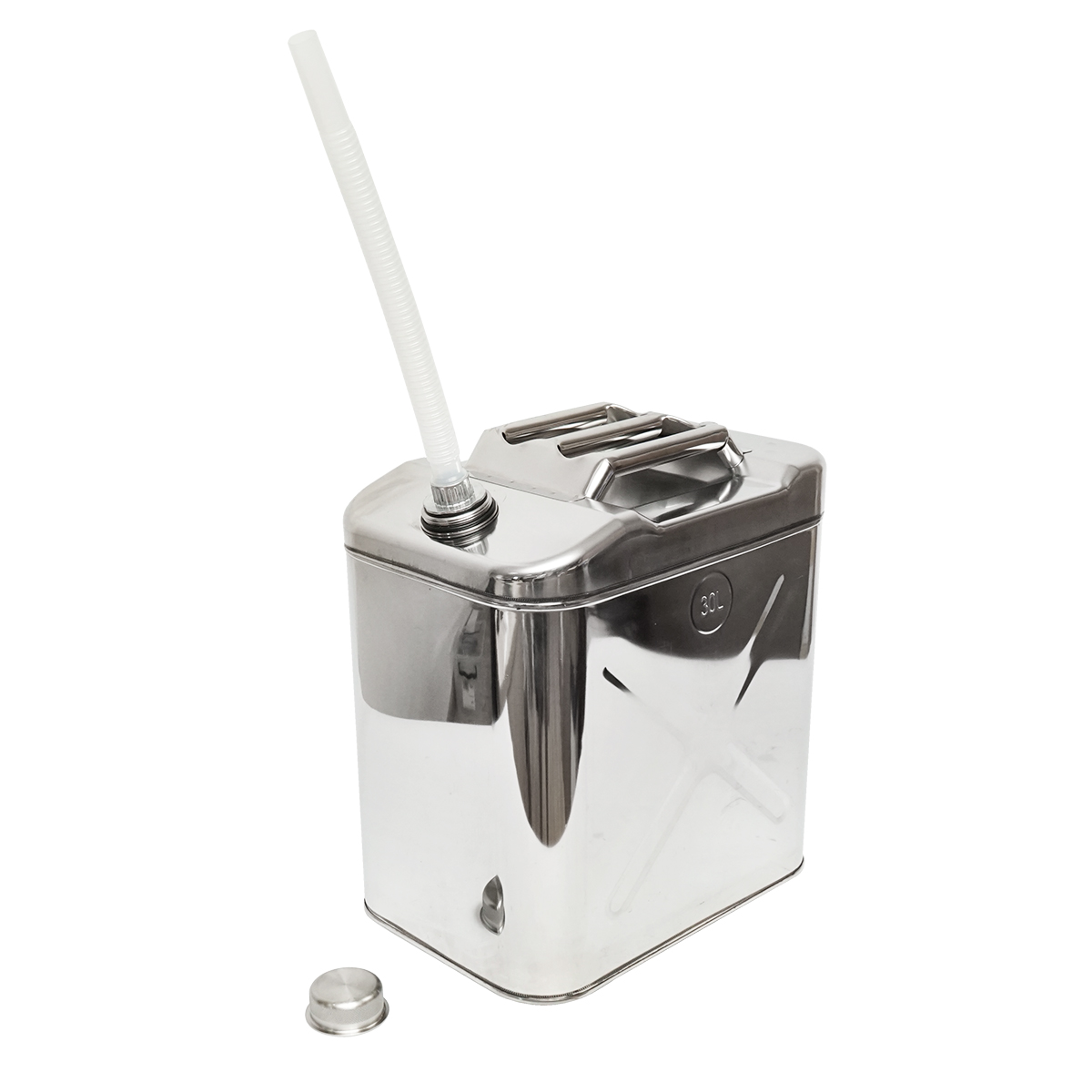 Canistra otel inoxidabil 30L cu furtun flexibil si dop insurubabil