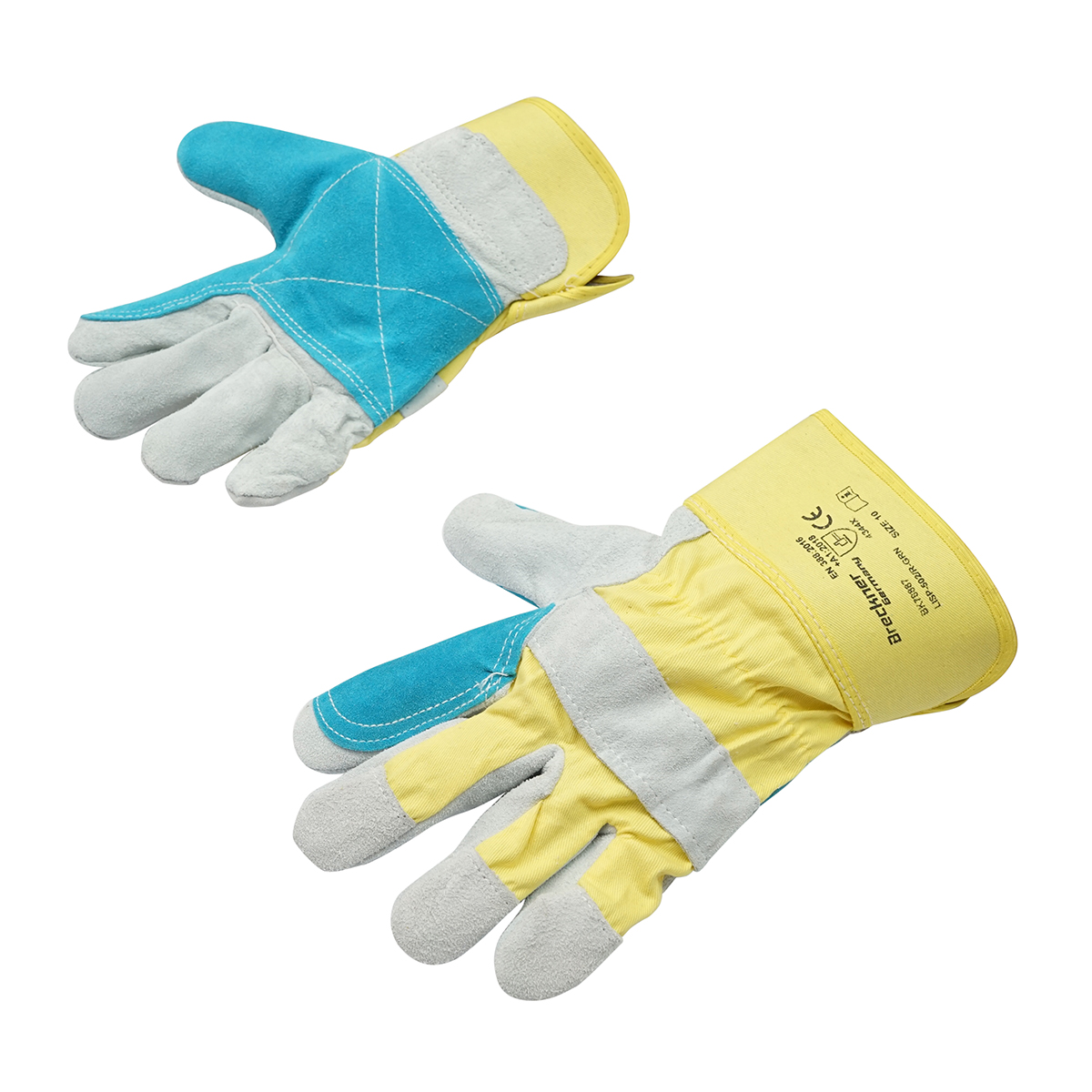 Manusi de lucru din piele-bumbac cu intaritura in palma si primul deget marimea 10 Breckner Germany - imagine 2