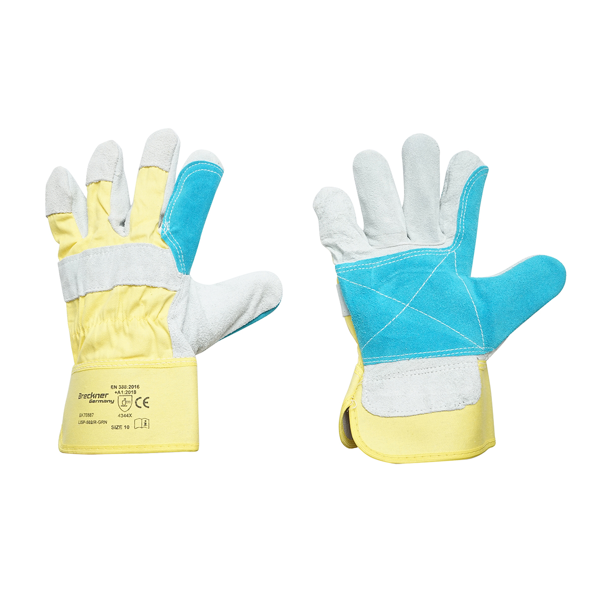 Manusi de lucru din piele-bumbac cu intaritura in palma si primul deget marimea 10 Breckner Germany