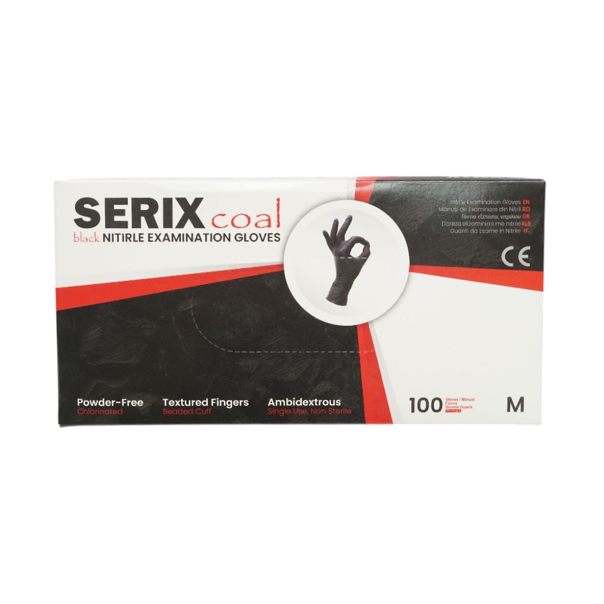 Manusi din nitril negre nepudrate cu textura aderenta pe degete, marimea M 100 buc/cutie - imagine 2