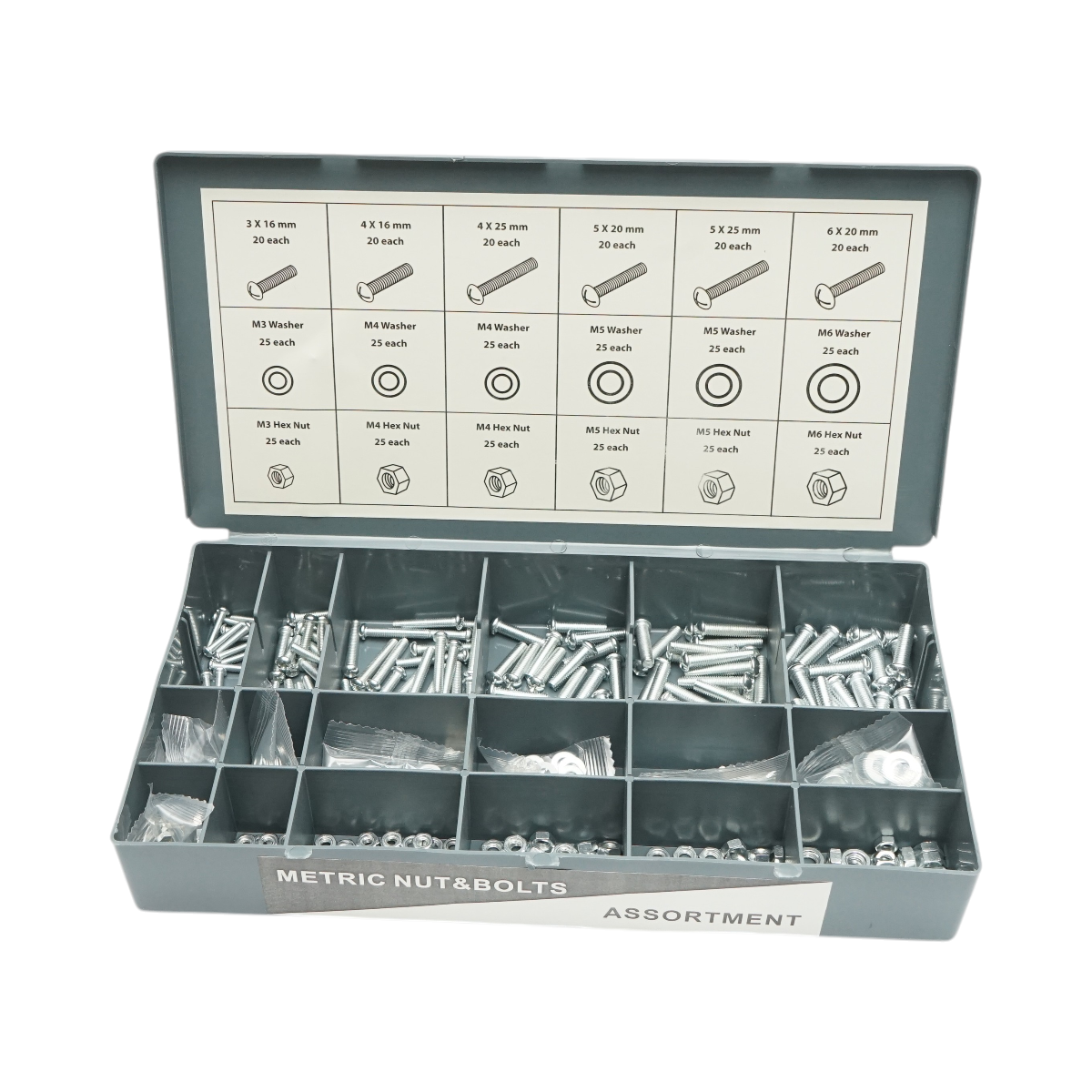 Trusa suruburi pentru lemn, metrice, inch cu piulite si saibe 1200 piese - imagine 5