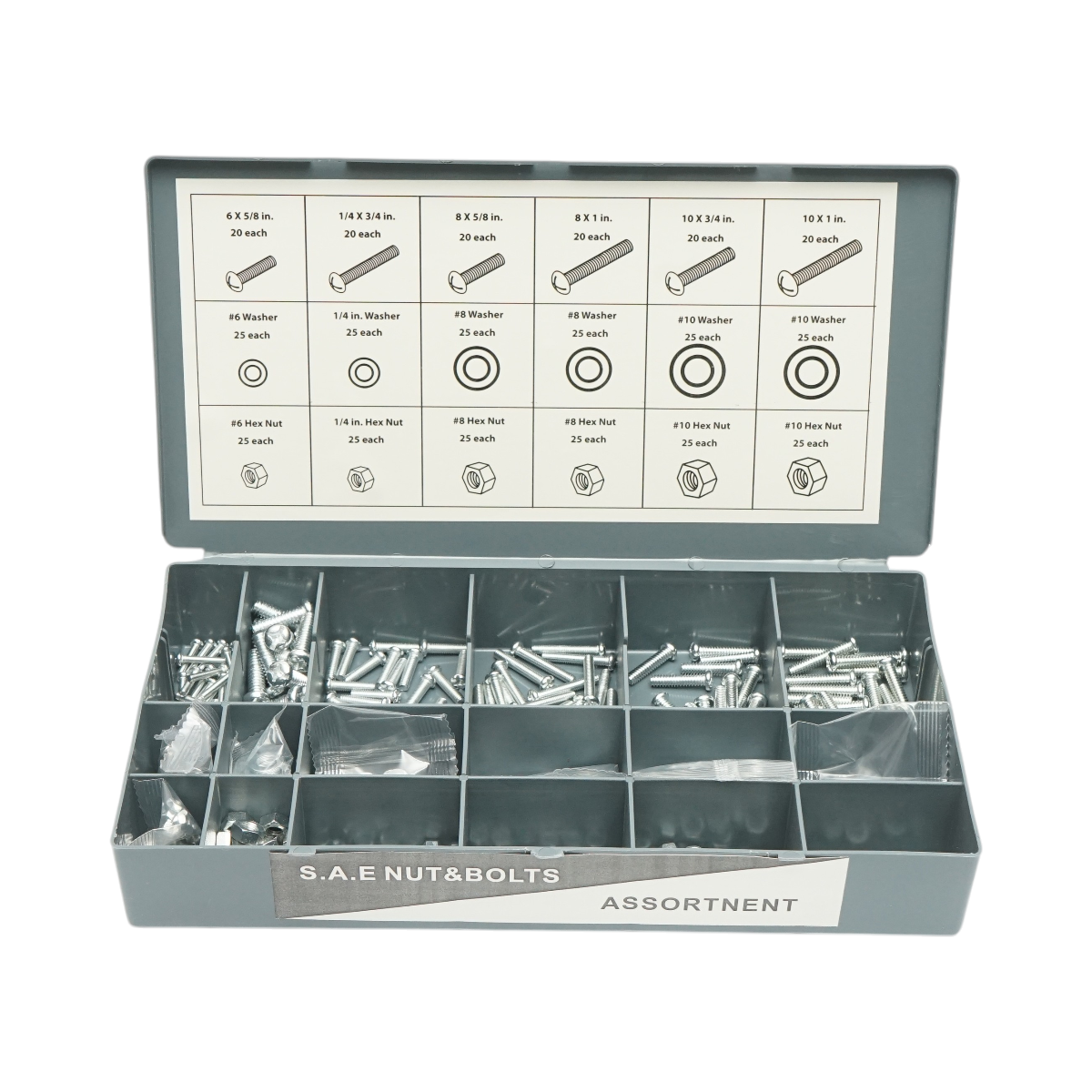 Trusa suruburi pentru lemn, metrice, inch cu piulite si saibe 1200 piese - imagine 6