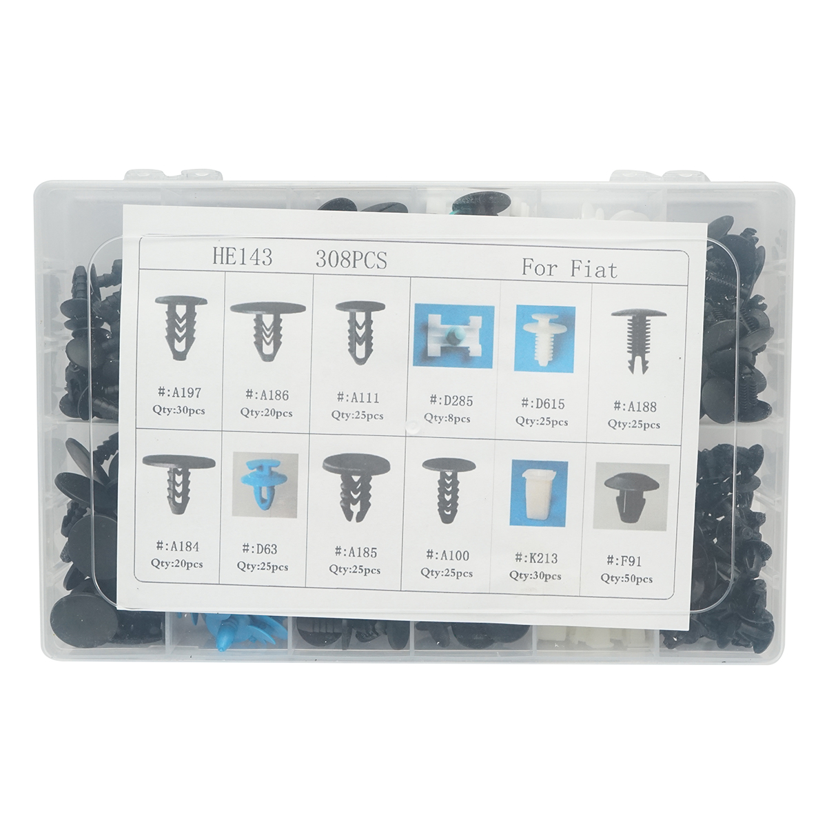 Trusa clipsuri plastic auto Fiat 308 piese - imagine 3