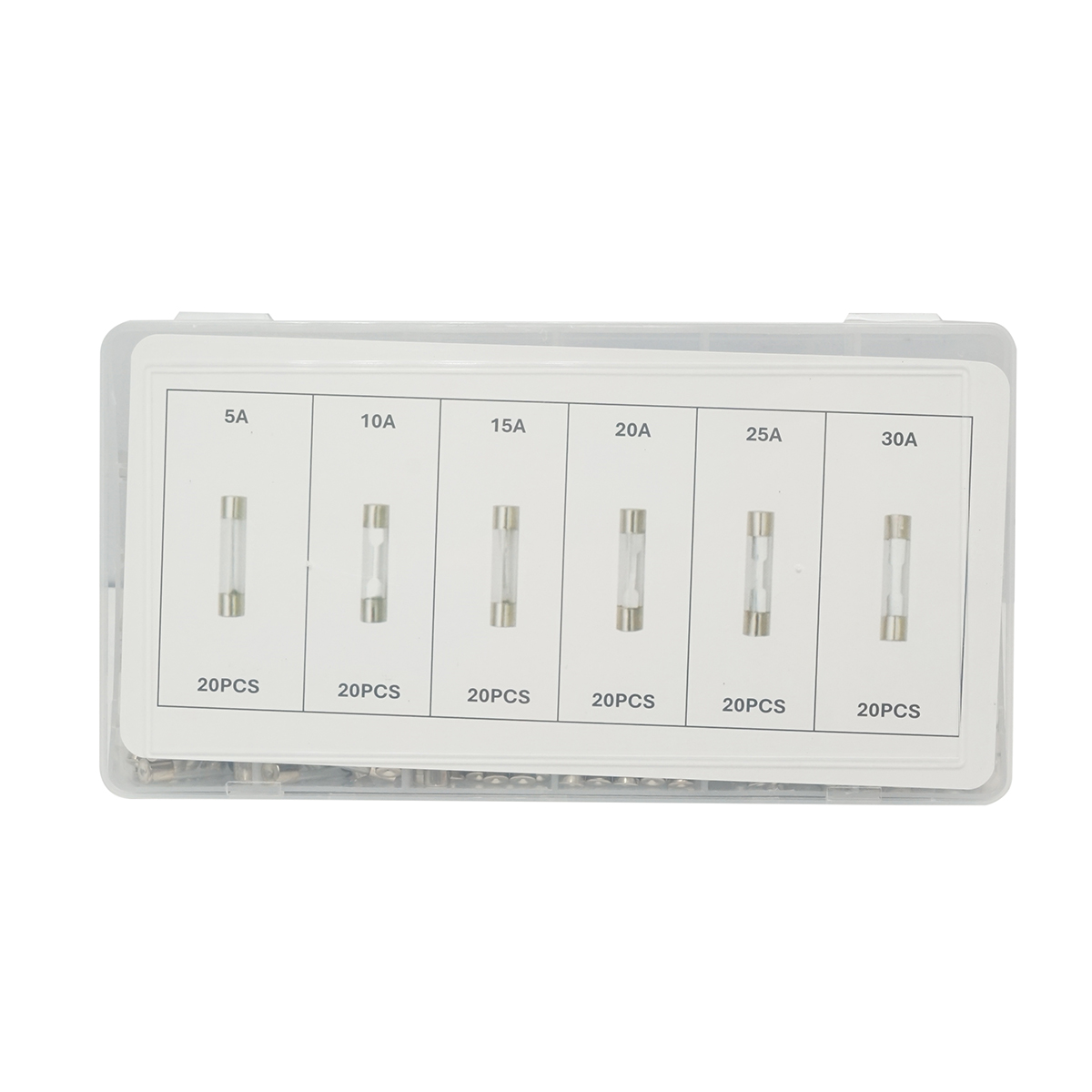 Trusa sigurante fuzibile cilindrice din sticla 5-30A 120 piese - imagine 3