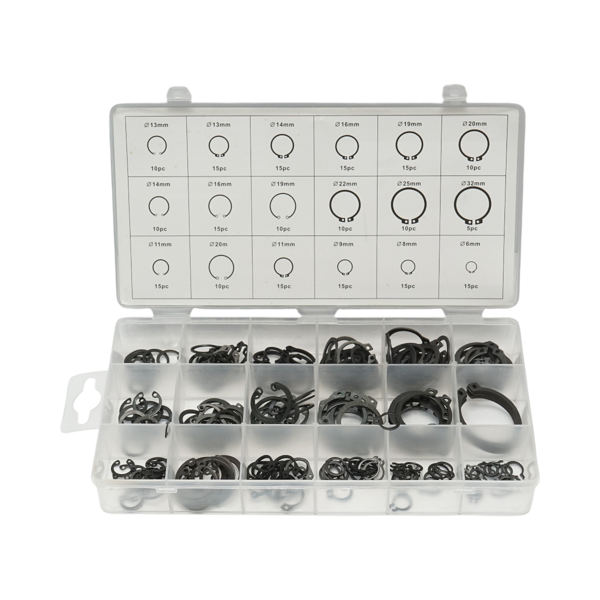 Trusa inele siguranta seeger interioare-exterioare 6-32mm 225 piese