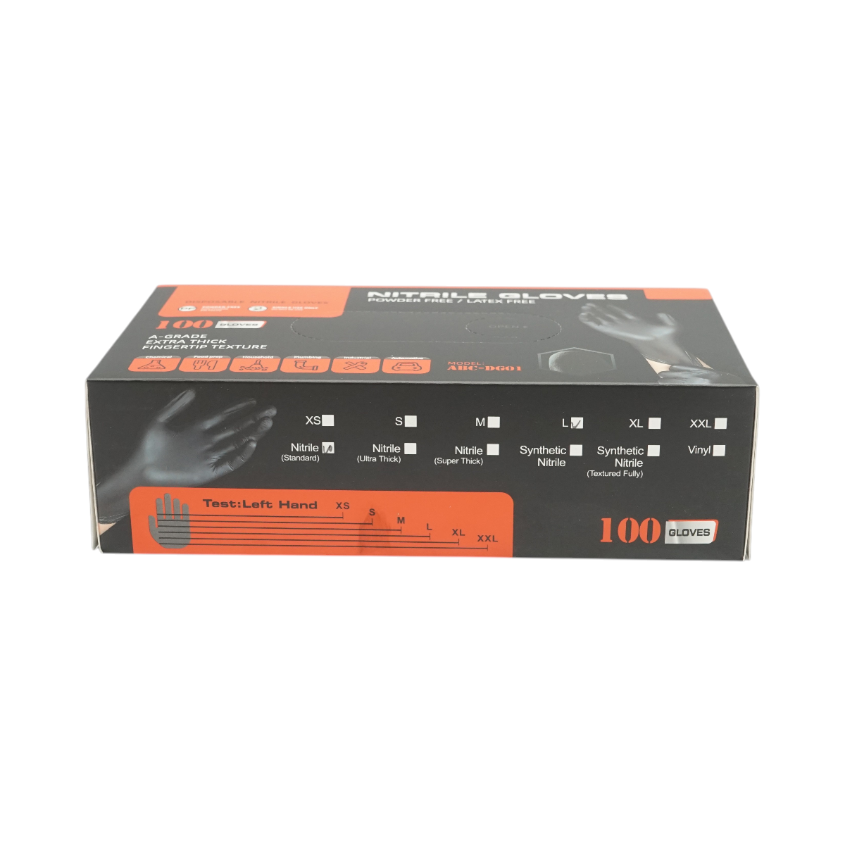 Manusi din nitril negre nepudrate cu textura aderenta pe degete, marimea L 100 buc/cutie - imagine 3