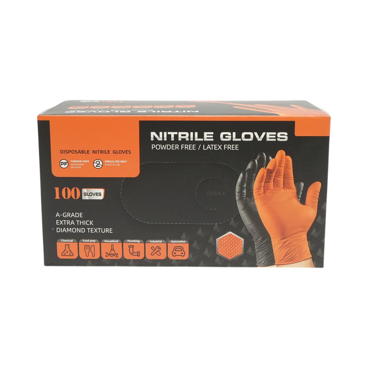 Manusi din nitril negre nepudrate cu textura diamond grip, marimea S 100 buc/cutie - imagine 2