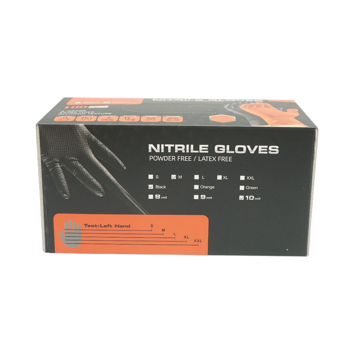 Manusi din nitril negre nepudrate cu textura diamond grip, marimea M 100 buc/cutie - imagine 3