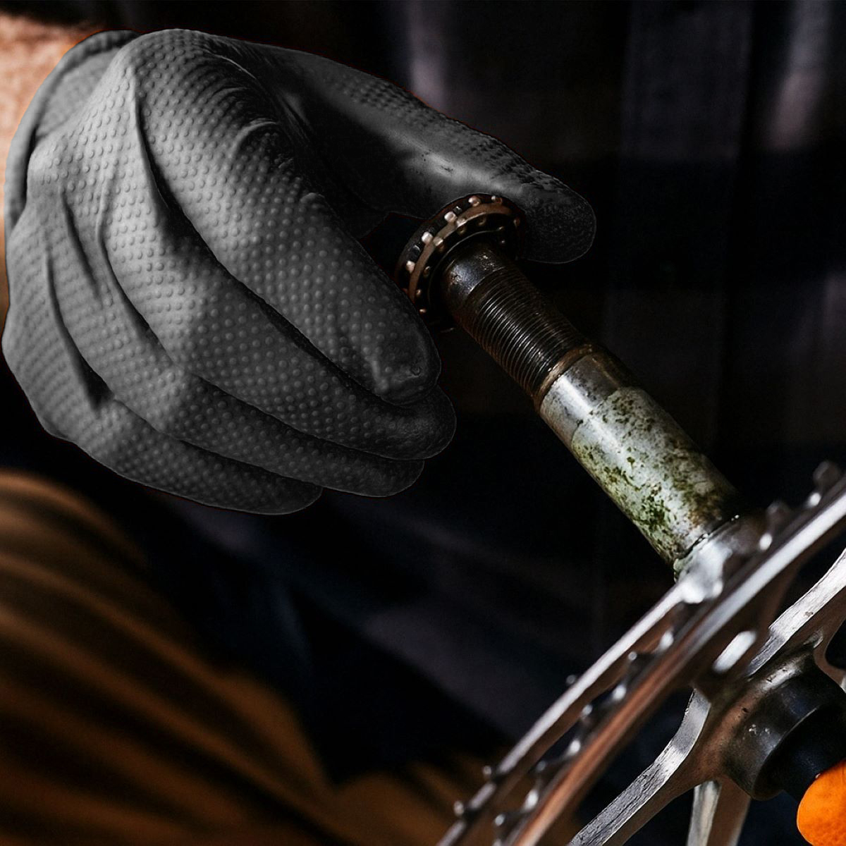 Manusi din nitril negre nepudrate cu textura diamond grip, marimea M 100 buc/cutie - imagine 6