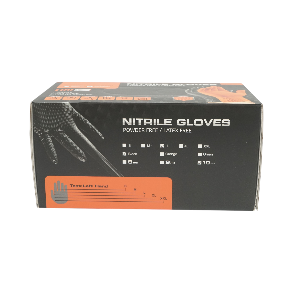 Manusi din nitril negre nepudrate cu textura diamond grip, marimea L 100 buc/cutie - imagine 3