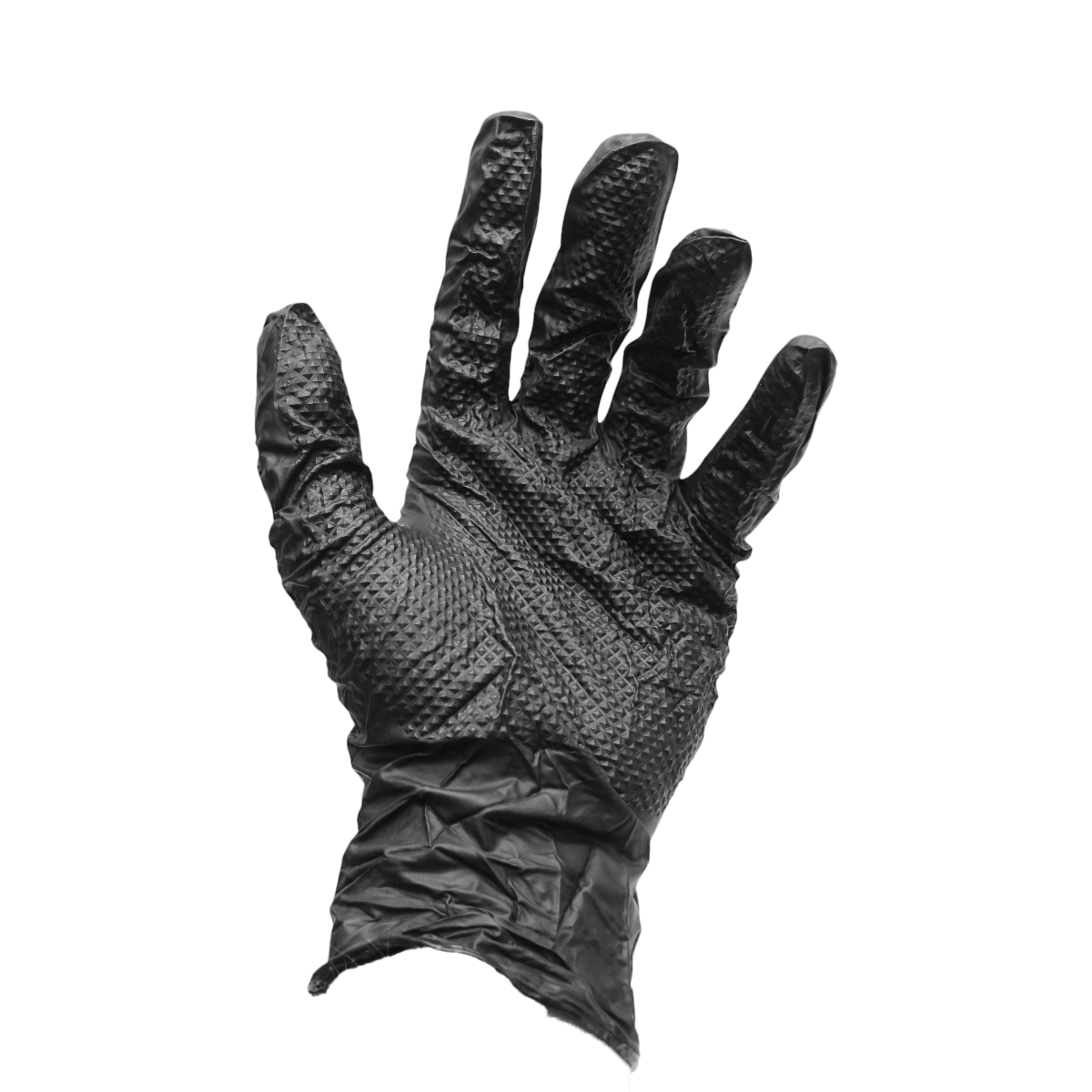 Manusi din nitril negre nepudrate cu textura diamond grip, marimea L 100 buc/cutie - imagine 4