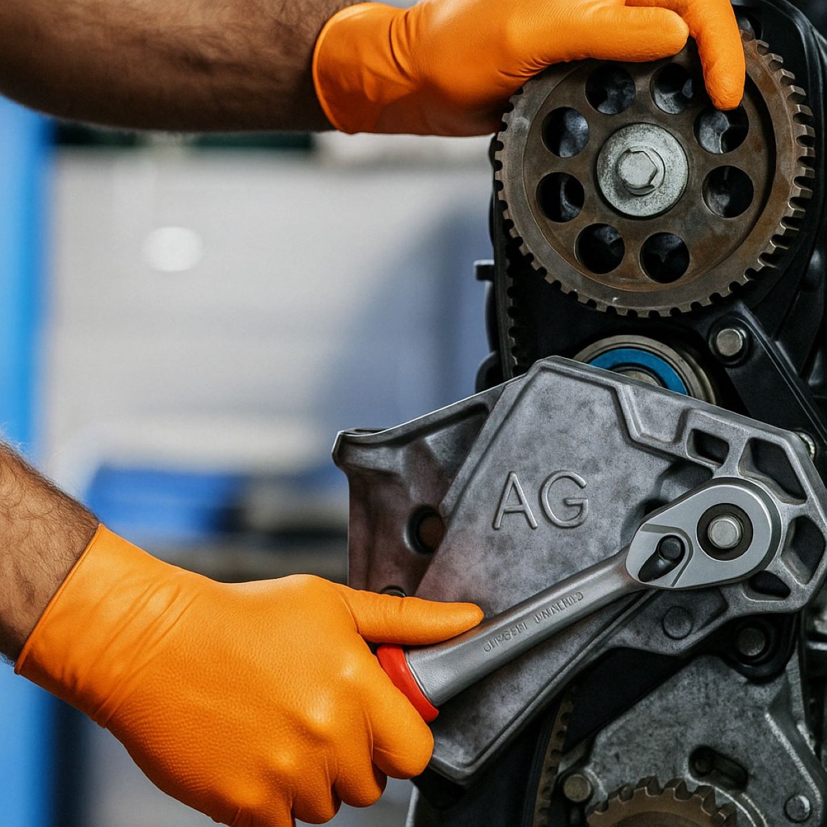 Manusi din nitril portocalii nepudrate cu textura diamond grip, marimea S 100 buc/cutie - imagine 8