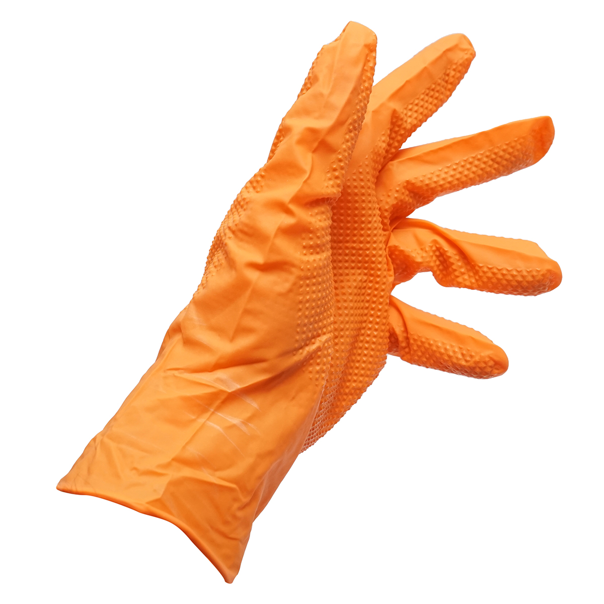 Manusi din nitril portocalii nepudrate cu textura diamond grip, marimea M 100 buc/cutie - imagine 6