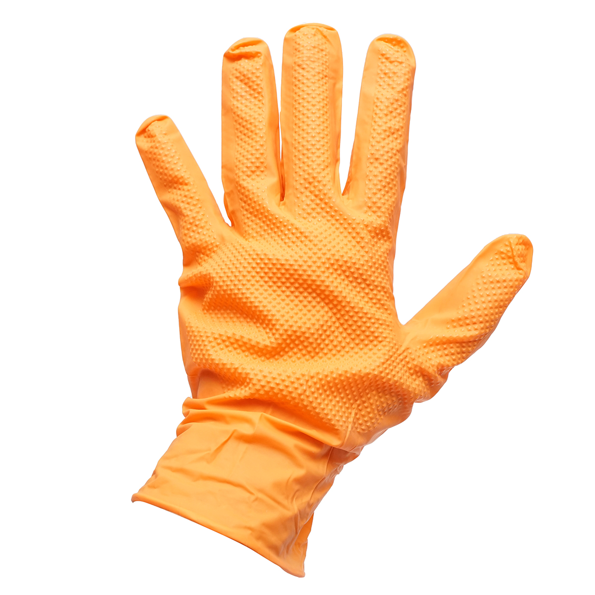 Manusi din nitril portocalii nepudrate cu textura diamond grip, marimea L 100 buc/cutie - imagine 5