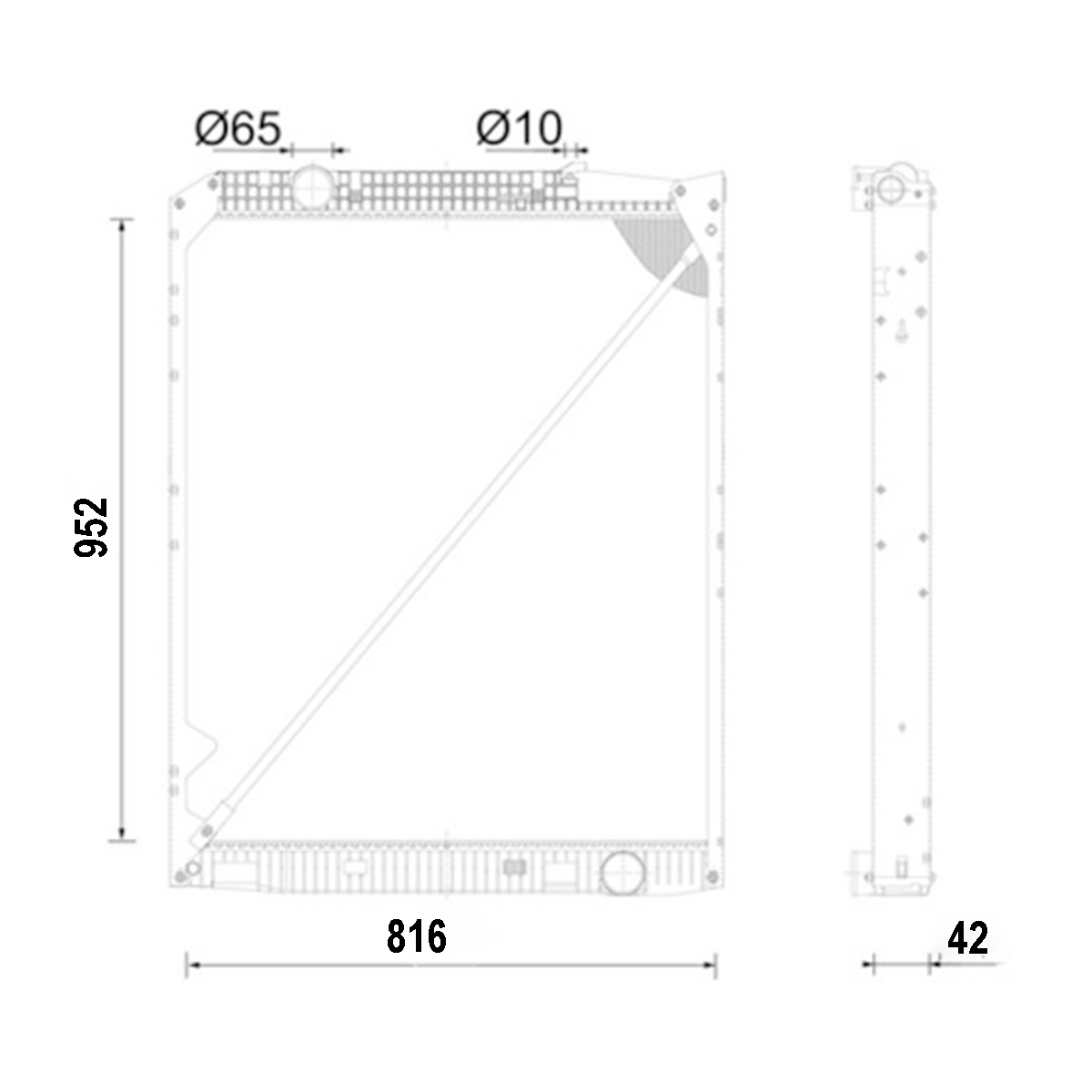 Radiator racire apa motor Mercedes-Benz Actros, Actros MP2, MP3, Zetros 952x816x42mm cod OEM 9425001103, A9425001103, 9425001703, 9425003103, 9425003203, 9425003303, 62649A, 18T 96-02, A942 500 11 03 - imagine 7