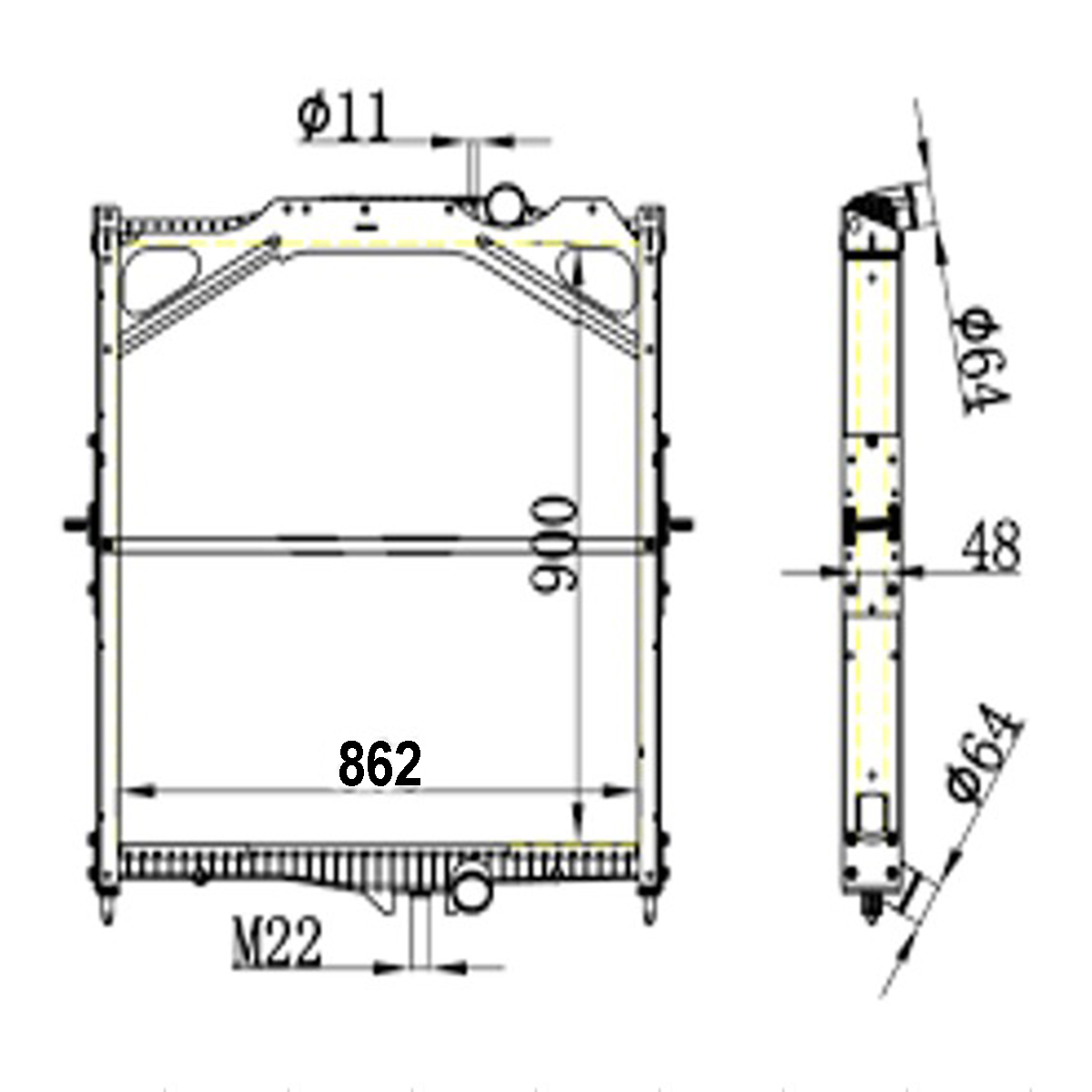 Radiator intercooler Volvo FH, FH II, FH12, FH16, FH16 II, NH12 900x862x48mm cod OEM 20722440, B01036012 - imagine 7