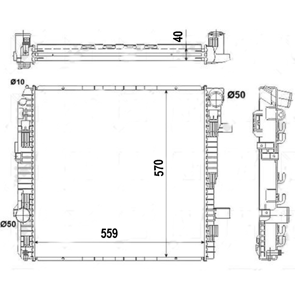 Radiator racire apa motor Mercedes-Benz Atego, Atego 2 570x559x40mm cod OEM 9705000503, NRF53893, A9705000503, 9705000503 - imagine 7