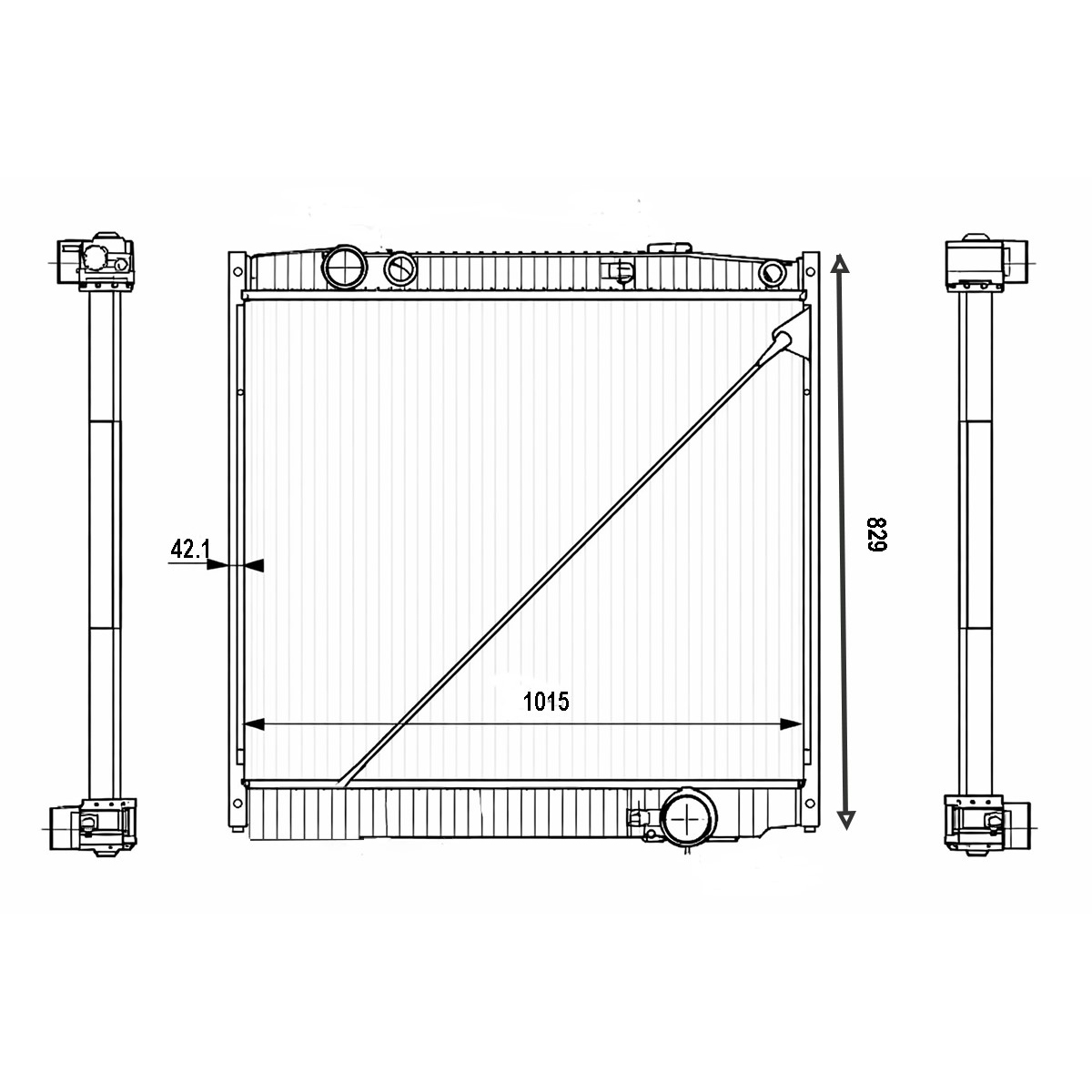 Radiator racire apa motor Mercedes-Benz Actros, Actros MP2, MP3 cu rama 829x1015x42.1mm cod OEM 9425001203, 9425002303, 9425002803, 9425002903, 39425001203 - imagine 7