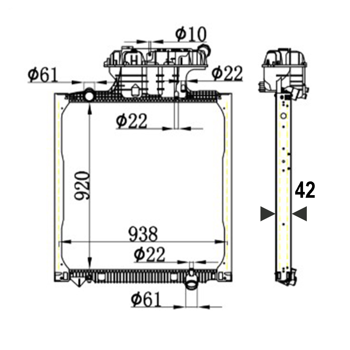Radiator racire apa motor MAN TGA, TGS I, TGX I 920x938x42mm cod OEM 81061016512, 81061016512, 81061016459, 81061016462, 81061016469, 81061016473, 81061016477, 81061016512, 81061016520, 81061016801, 81061019477 - imagine 6