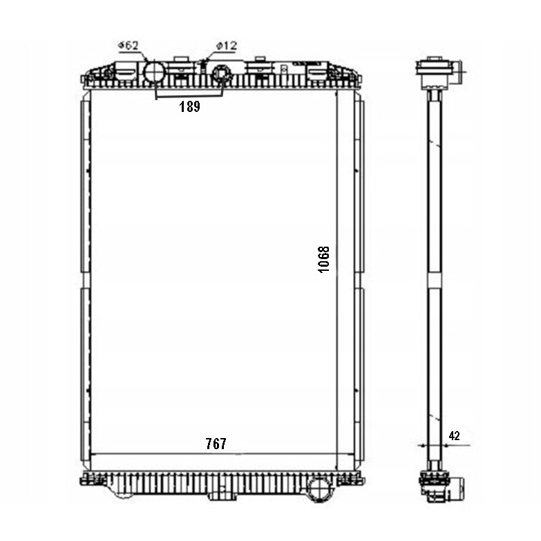 Radiator racire apa motor DAF XF 105, 1068x767x42mm cod OEM 1861737, 1739550, 1674136, 1692332, 18566 - imagine 6